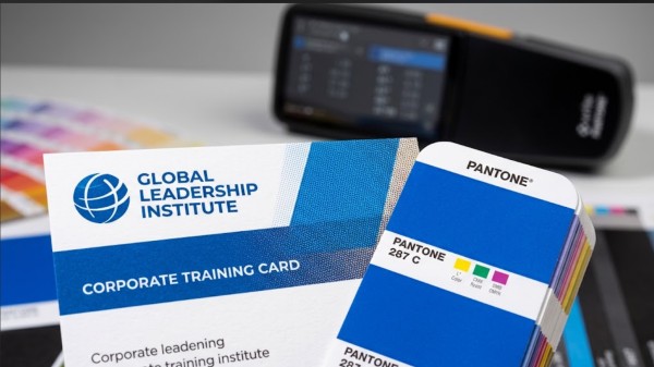 Pantone spot color calibration process for custom executive coaching decks ensuring zero color drift.